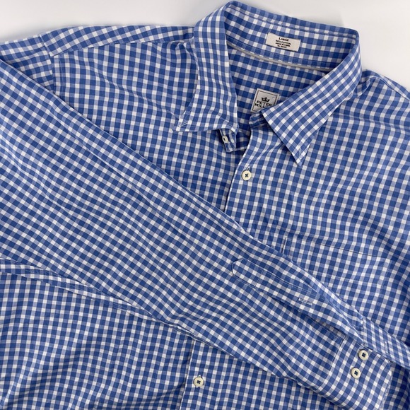 Peter Millar Mens Large Blue Gingham Checkered Button Up Shirt Cotton - Picture 1 of 6